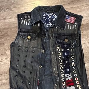Wornstar Custom denim and leather vest